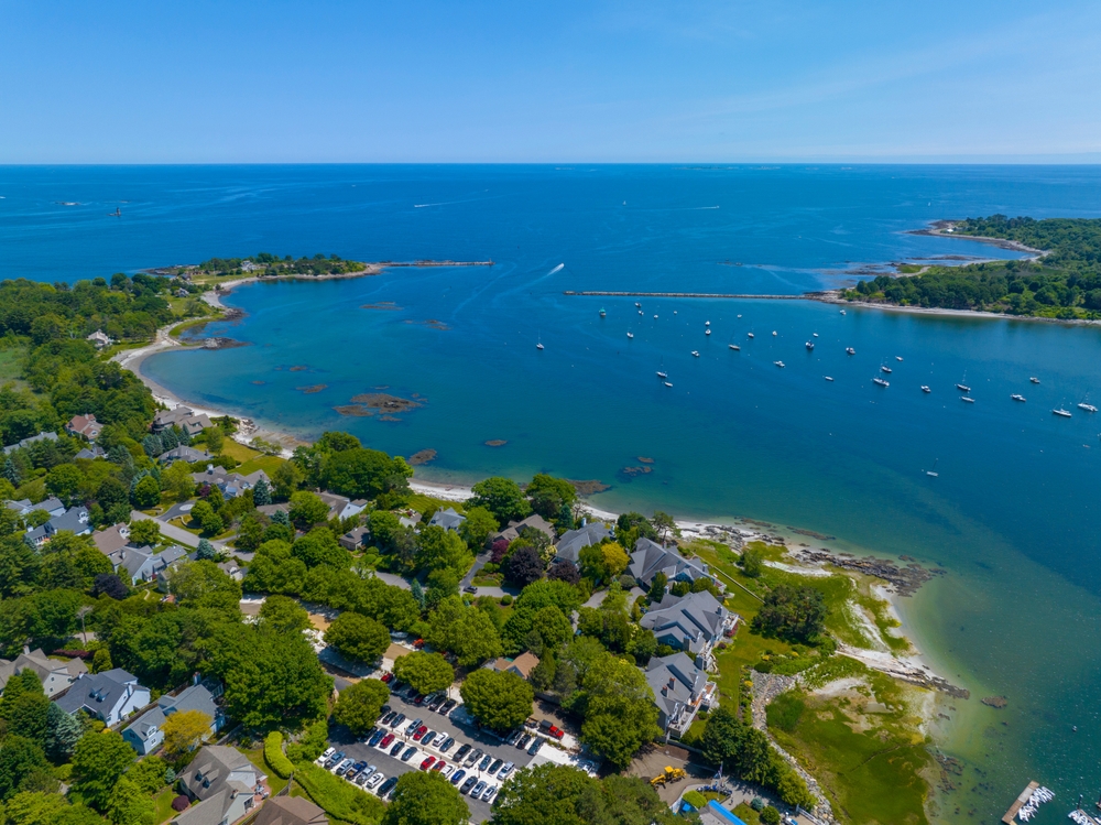 Aerial view of the coast of Rye, New Hampshire